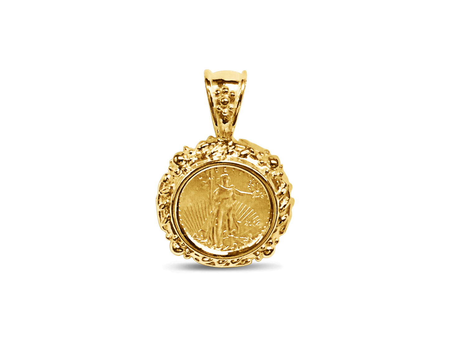 Fancy Solid White/Yellow/Rose Gold Handmade Coin Pendant , 1/10oz Coin ,