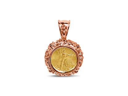 Fancy Solid White/Yellow/Rose Gold Handmade Coin Pendant , 1/10oz Coin ,