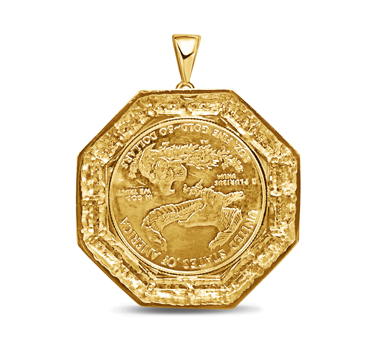 Diamond Fancy Solid White/Yellow/Rose Gold Handmade Coin Pendant , 1oz Coin ,