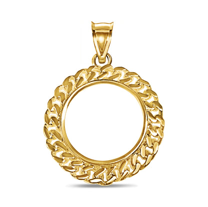 Curb Chain Link Frame Solid White/Yellow/Rose Gold Handmade Coin Pendant , 1/2oz Coin ,