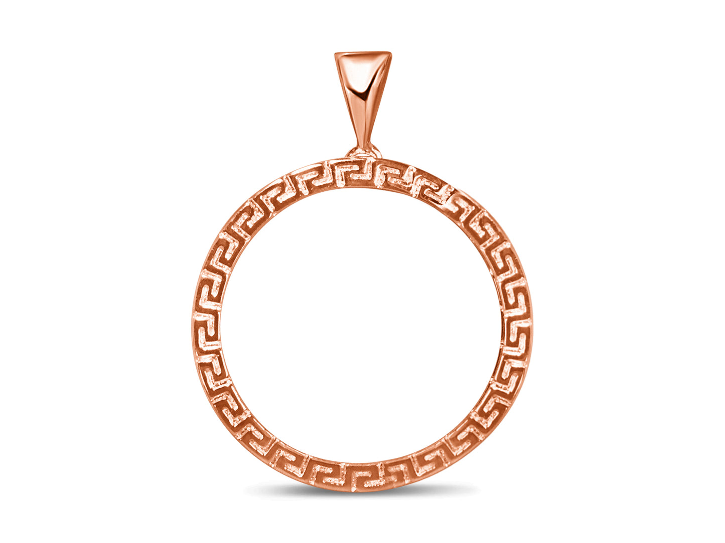 Greek Key Frame Solid White/Yellow/Rose Gold Handmade Coin Pendant , 22mm