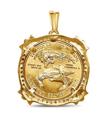 Diamond Fancy Solid White/Yellow/Rose Gold Handmade Coin Pendant , 1/2oz Coin ,