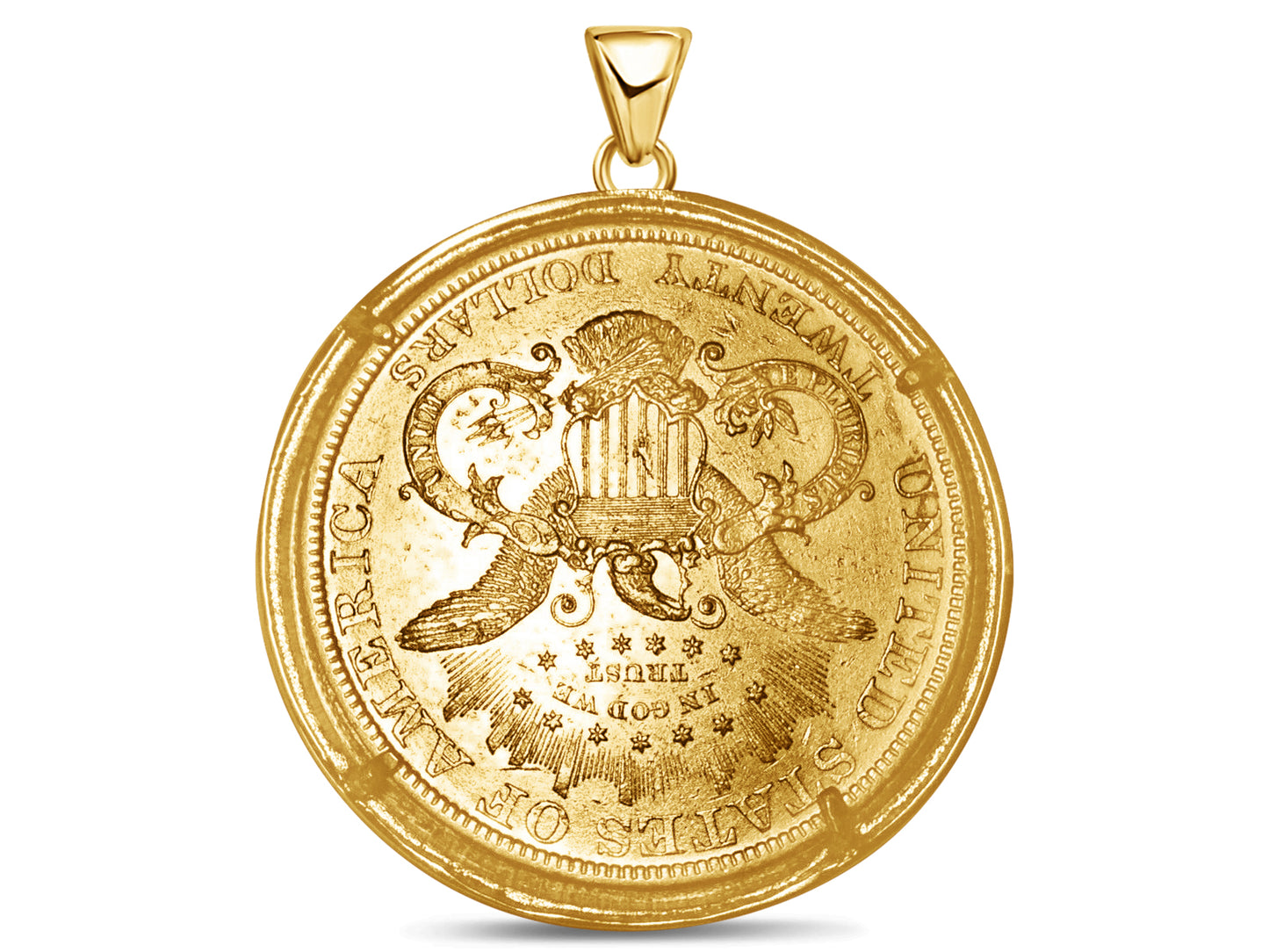 Greek Key Frame Solid White/Yellow/Rose Gold Handmade Coin Pendant , 1oz Coin , 27mm