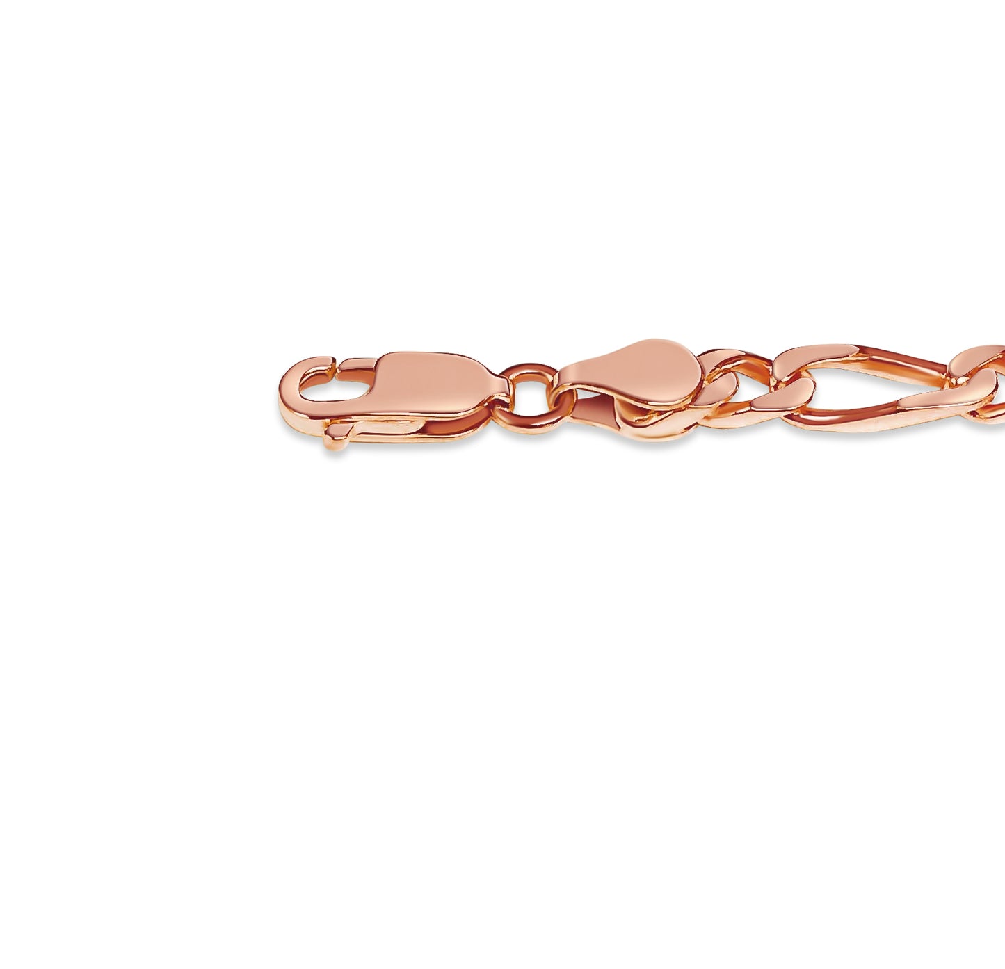 Figaro Solid White/Yellow/Rose Gold Handmade Bracelet , 5mm, 6.5-10 Inch