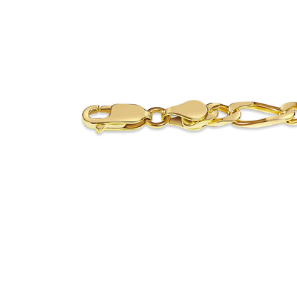 Figaro Solid White/Yellow/Rose Gold Handmade Bracelet , 5mm, 6.5-10 Inch