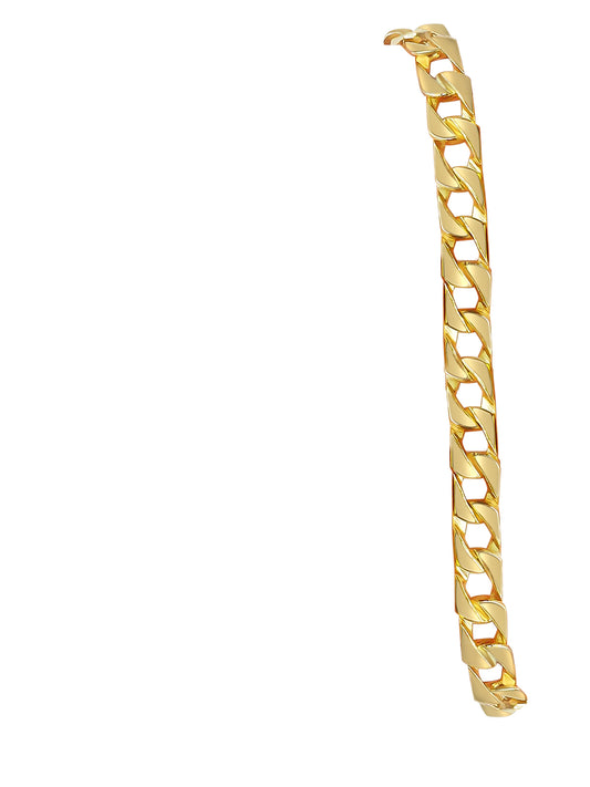 Curb Solid White/Yellow/Rose Gold Handmade Bracelet , 8mm, 6.5-10 Inch