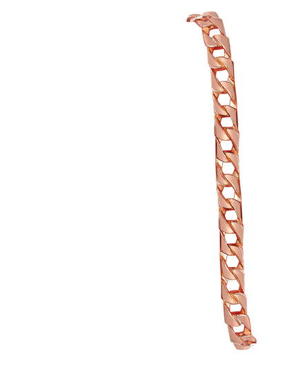 Curb Solid White/Yellow/Rose Gold Handmade Bracelet , 8mm, 6.5-10 Inch