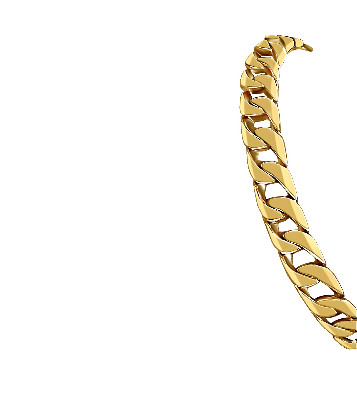 Curb Solid White/Yellow/Rose Gold Handmade Bracelet , 10mm, 6.5-10 Inch