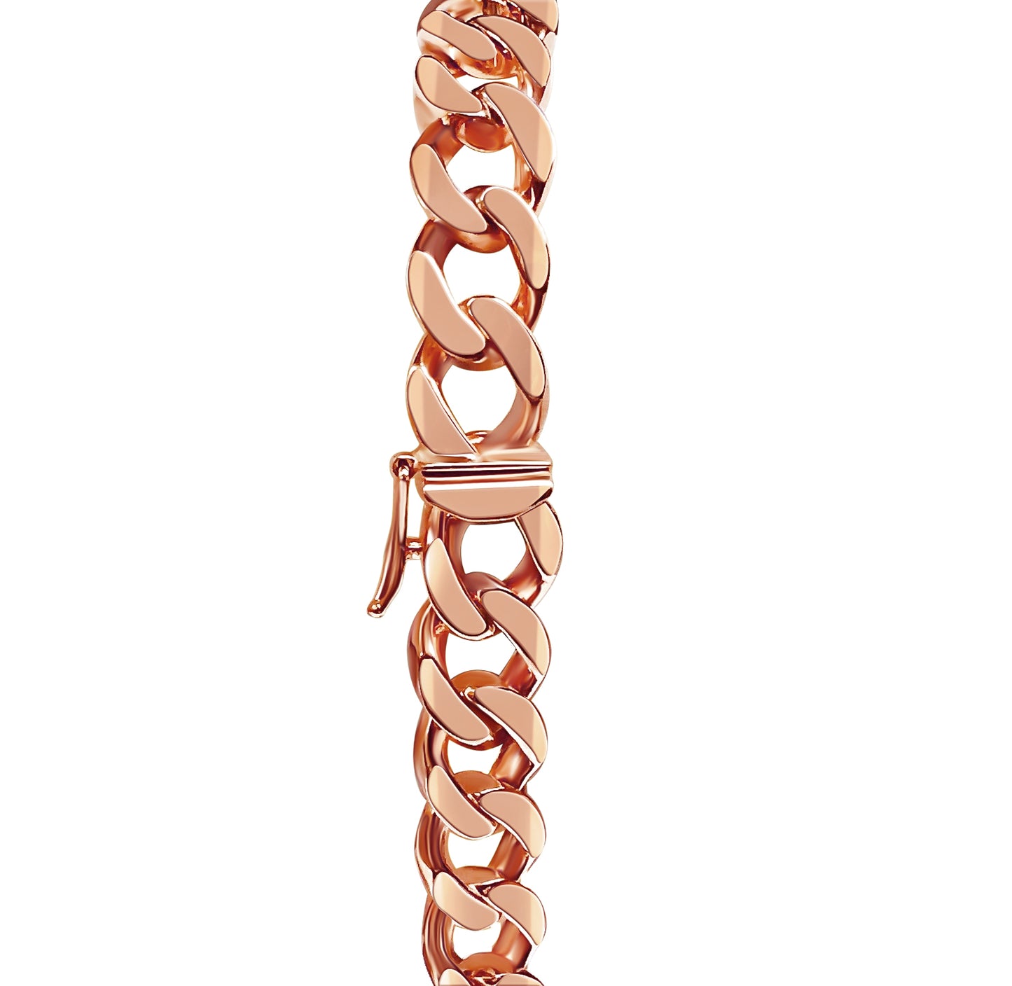 Curb Solid White/Yellow/Rose Gold Handmade Bracelet , 9mm, 6.5-10 Inch