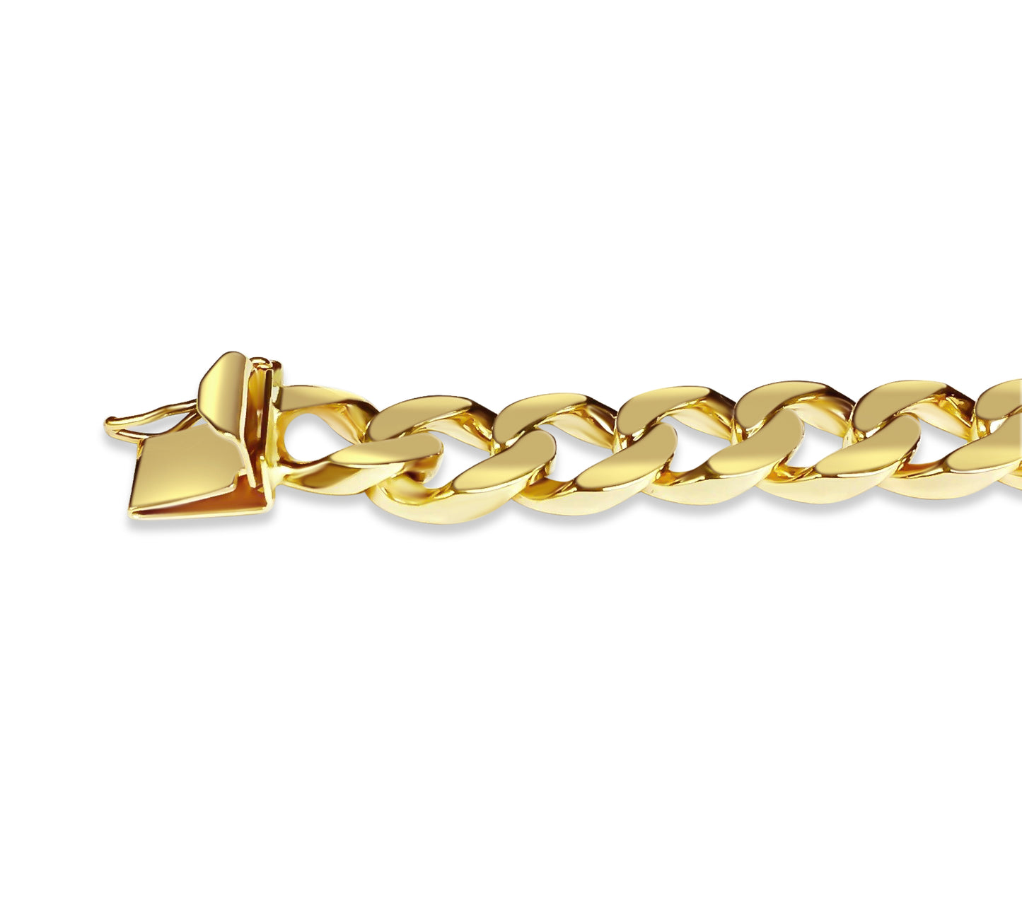 Curb Solid White/Yellow/Rose Gold Handmade Bracelet , 9mm, 6.5-10 Inch