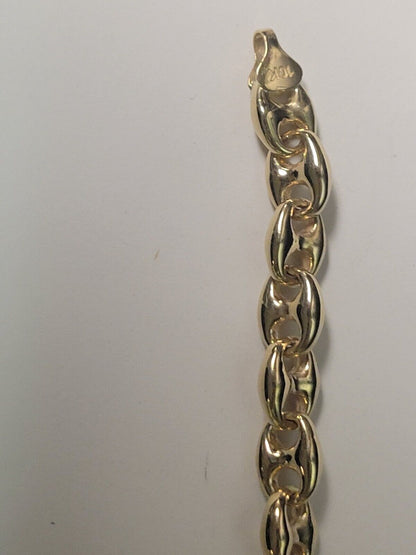 Anchor Mariner Solid White/Yellow/Rose Gold Handmade Bracelet , 9mm, 6.5-10 Inch
