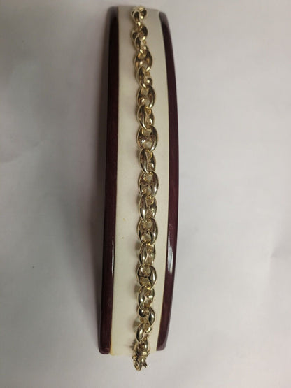 Anchor Mariner Solid White/Yellow/Rose Gold Handmade Bracelet , 9mm, 6.5-10 Inch