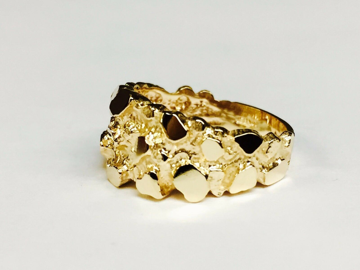 Fashion Nugget Solid White/Yellow/Rose Gold Handmade Ring ,