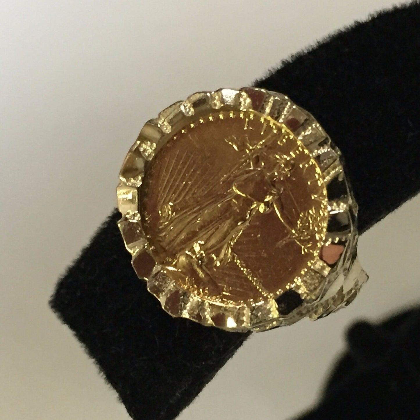 Nugget Solid White/Yellow/Rose Gold Handmade Coin Ring , 1/10oz Coin ,