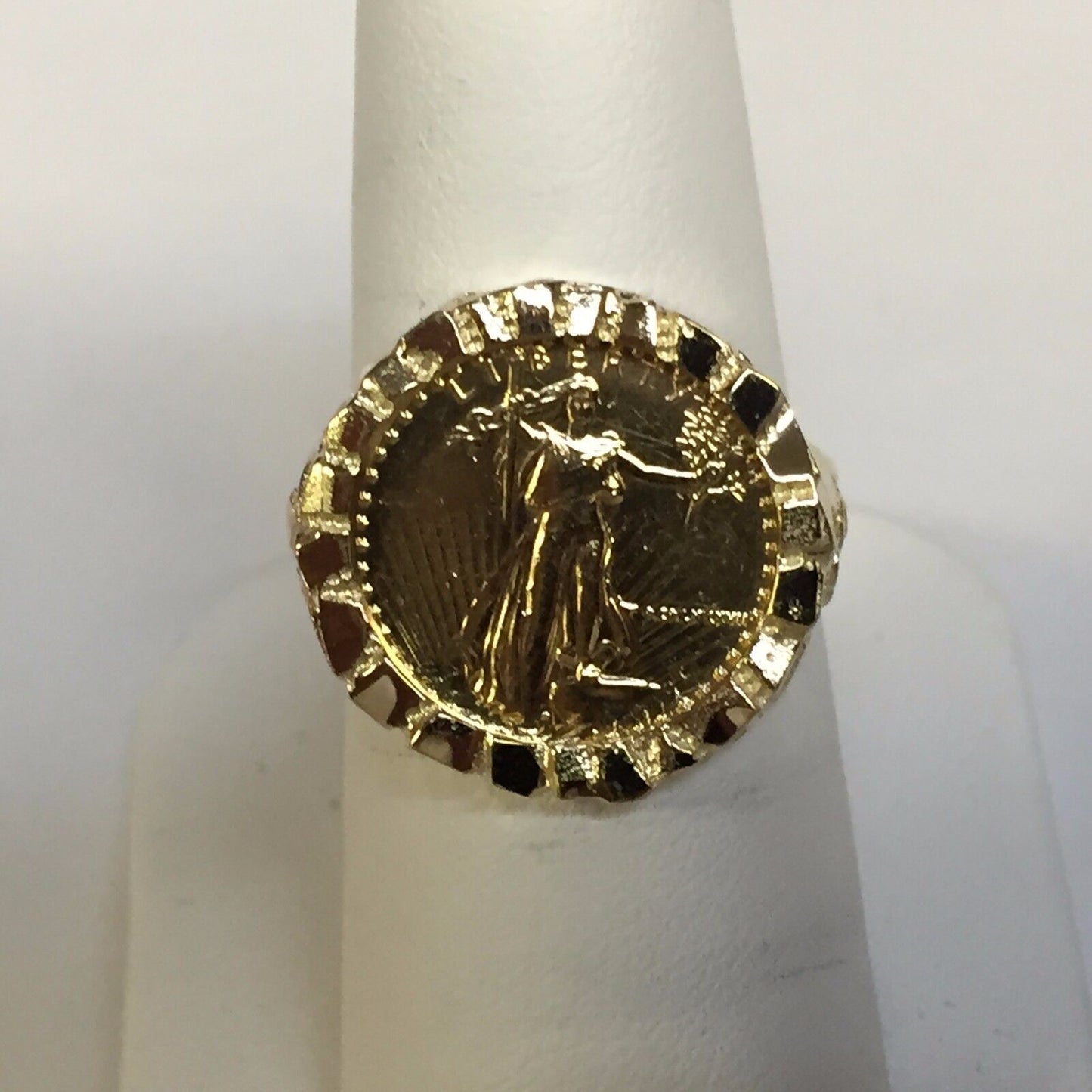 Nugget Solid White/Yellow/Rose Gold Handmade Coin Ring , 1/10oz Coin ,