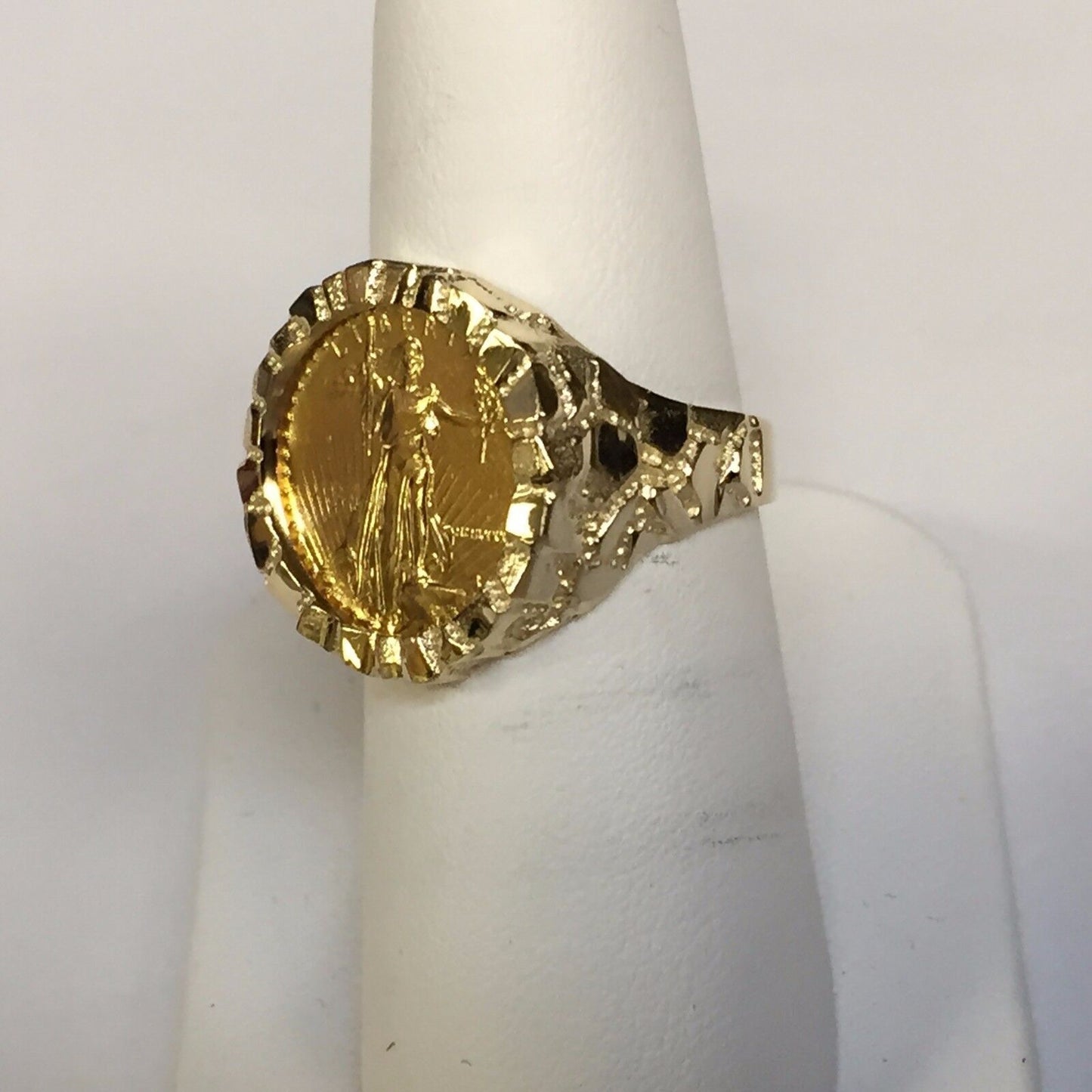 Nugget Solid White/Yellow/Rose Gold Handmade Coin Ring , 1/10oz Coin ,