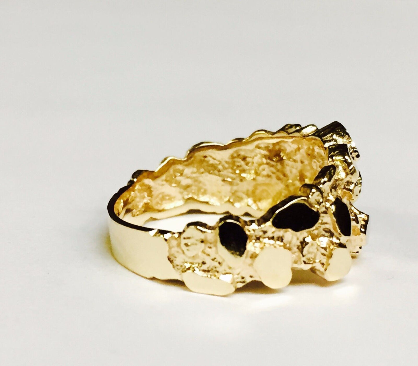 Fashion Nugget Solid White/Yellow/Rose Gold Handmade Ring ,