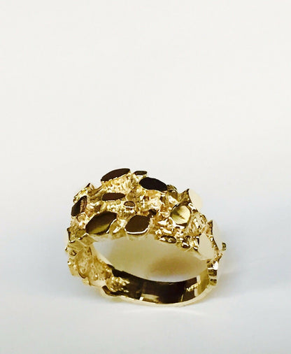 Fashion Nugget Solid White/Yellow/Rose Gold Handmade Ring ,